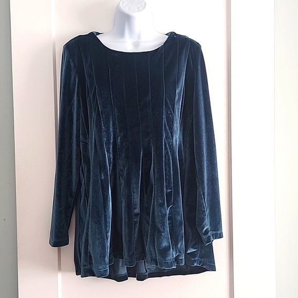 Soft Surroundings Turquoise Velvet top in petite medium - Picture 3 of 6